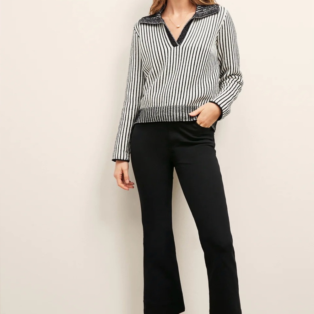 MM Lafleur Black and White Knit Top The Maja Sweater - Striped Cotton Coastal